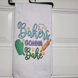 Bakers Gonna Bake Waffle Knit Tea Towel